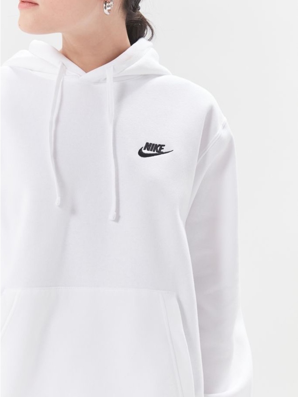 Nike White Hoodie with Black Swoosh Logo